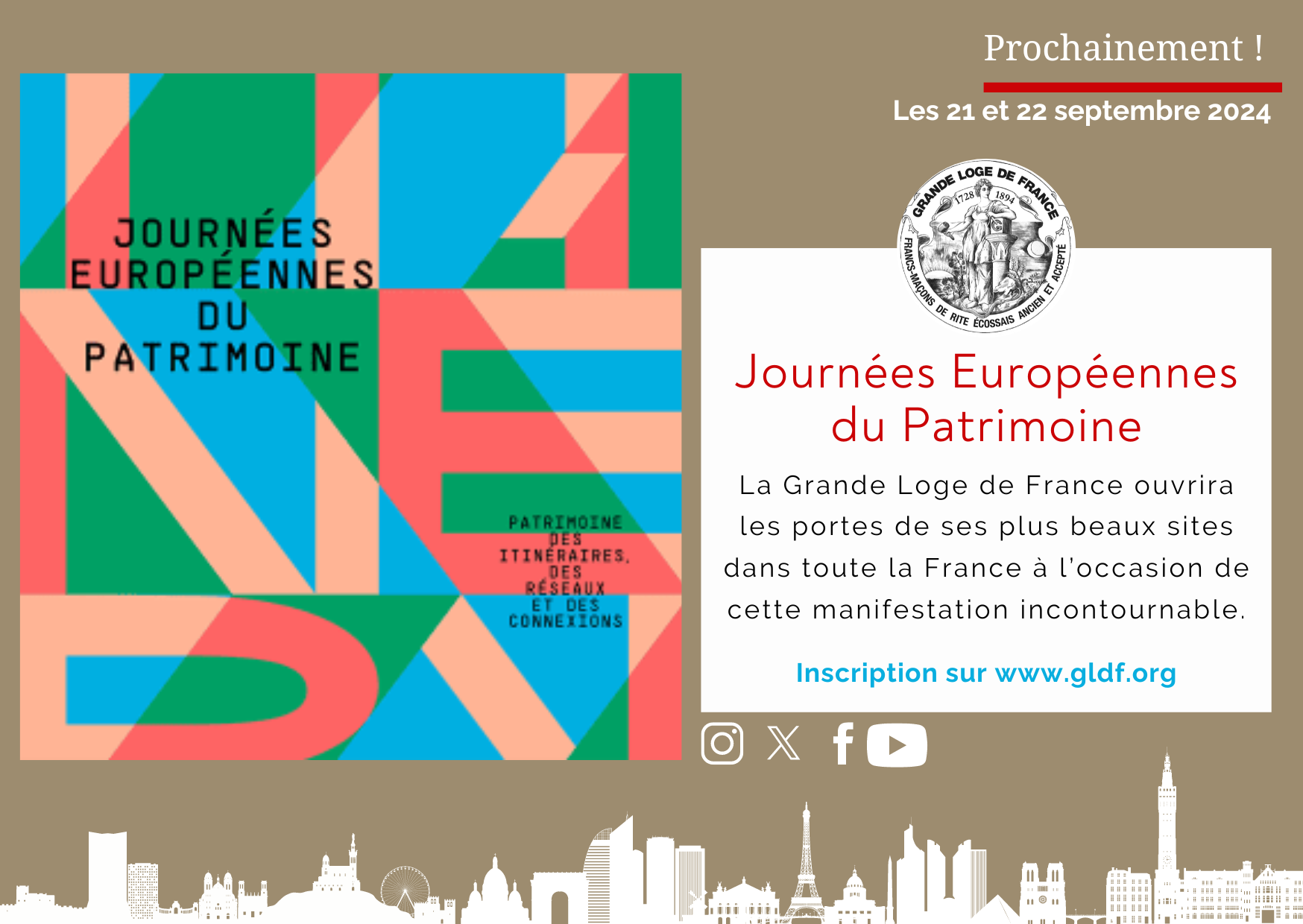 Journées Européennes du Patrimoine le 21 et 22 septembre 2024 - La Grande Loge de France