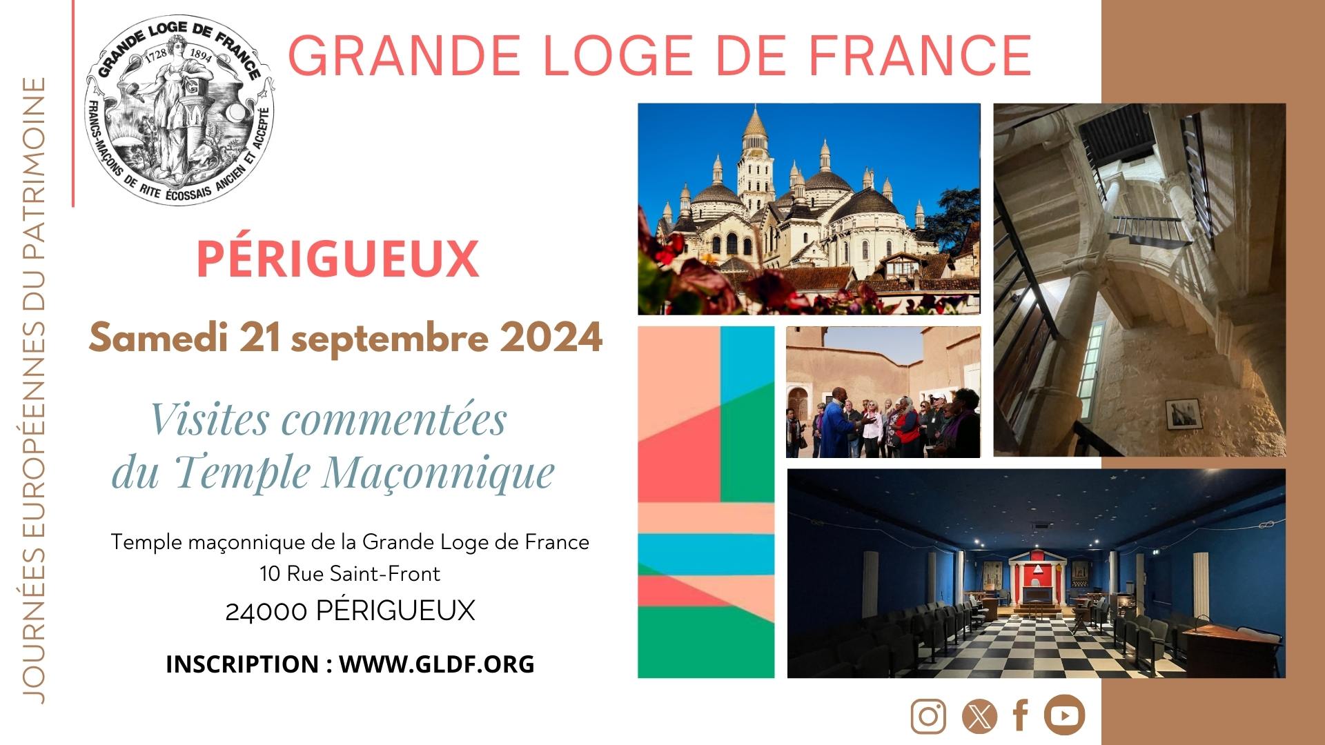 Journées Européennes du Patrimoine 2024 à Périgueux - La Grande Loge de France