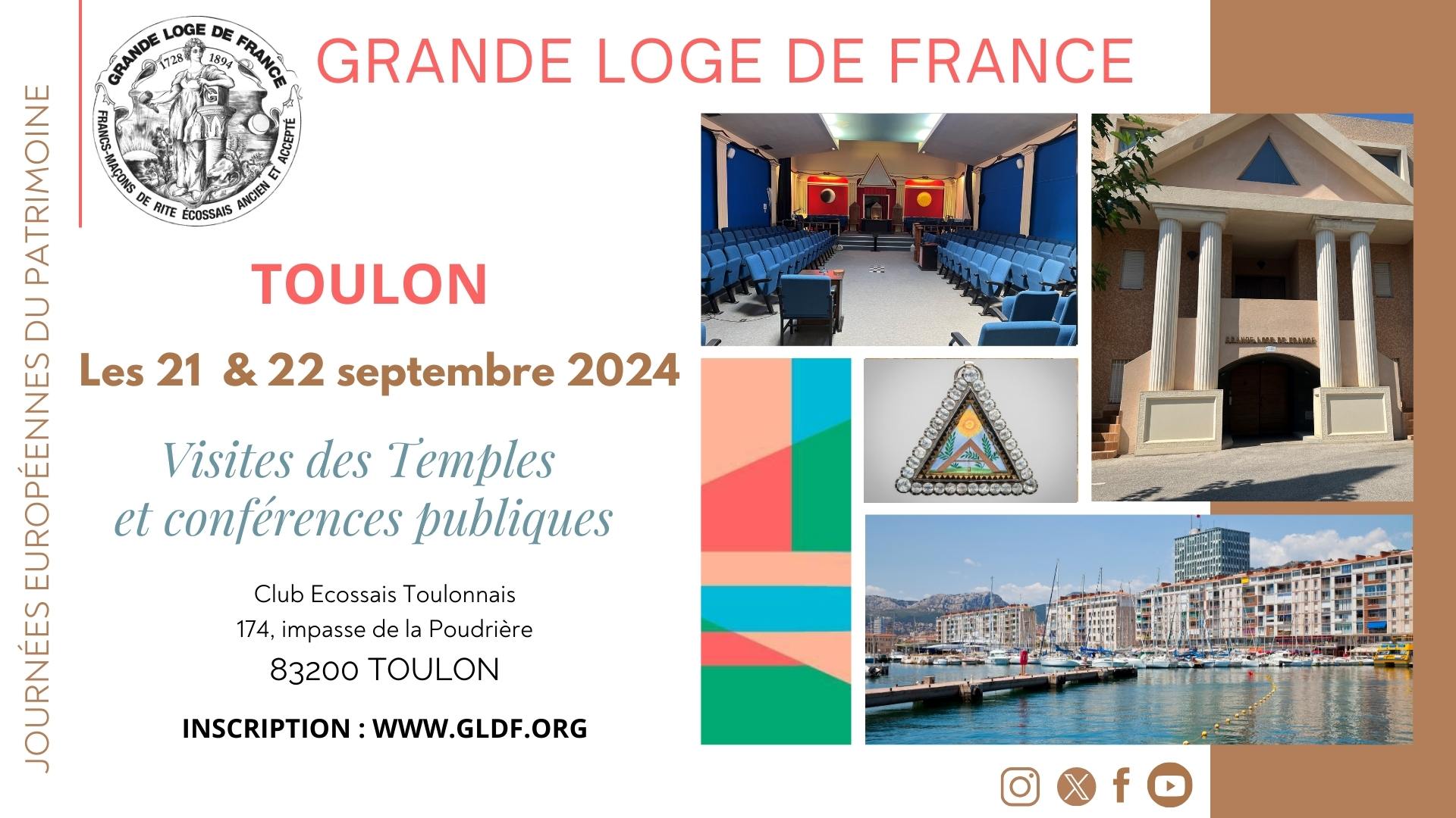 Journées Européennes du Patrimoine 2024 à Toulon - La Grande Loge de France